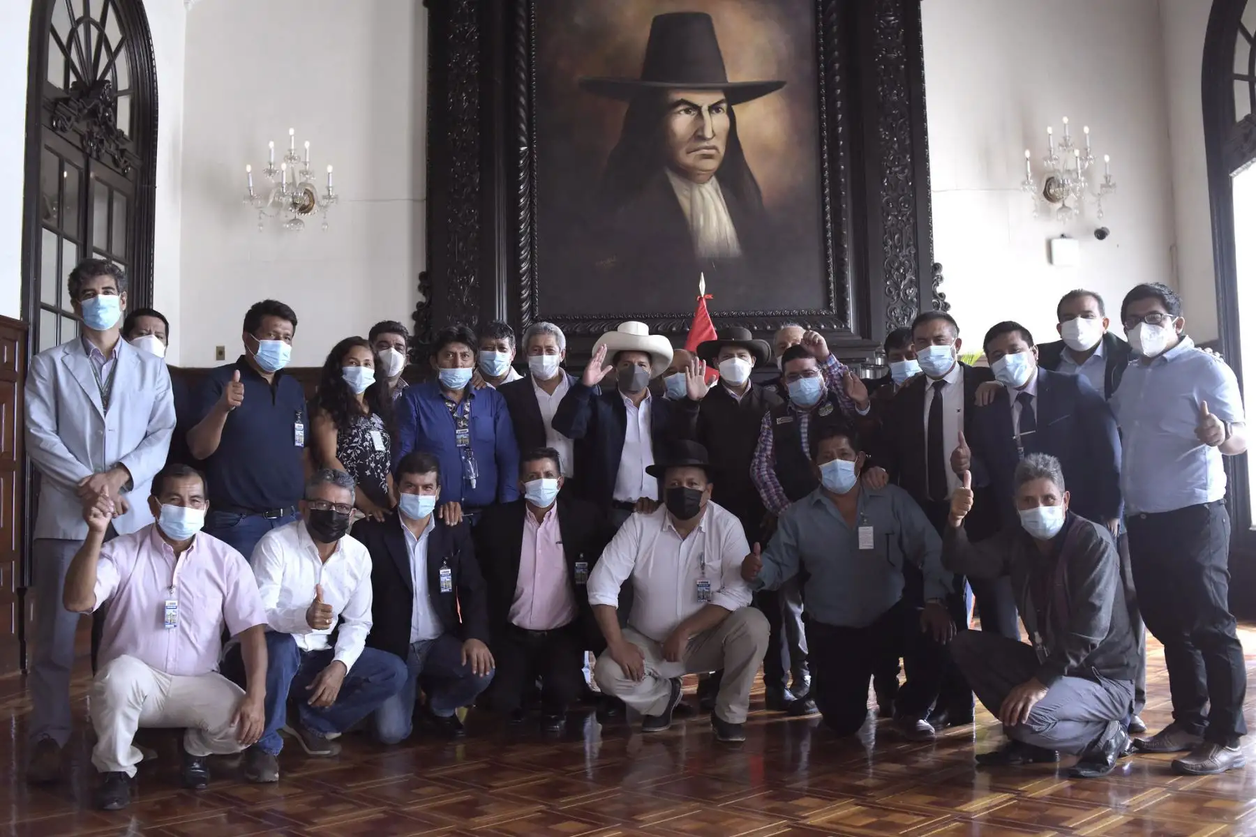 El presidente Pedro Castillo se reúne con gremios de productores de arroz y representantes de la Convención Nacional del Agro Peruano (Conveagro). Foto: ANDINA/ Prensa Presidencia