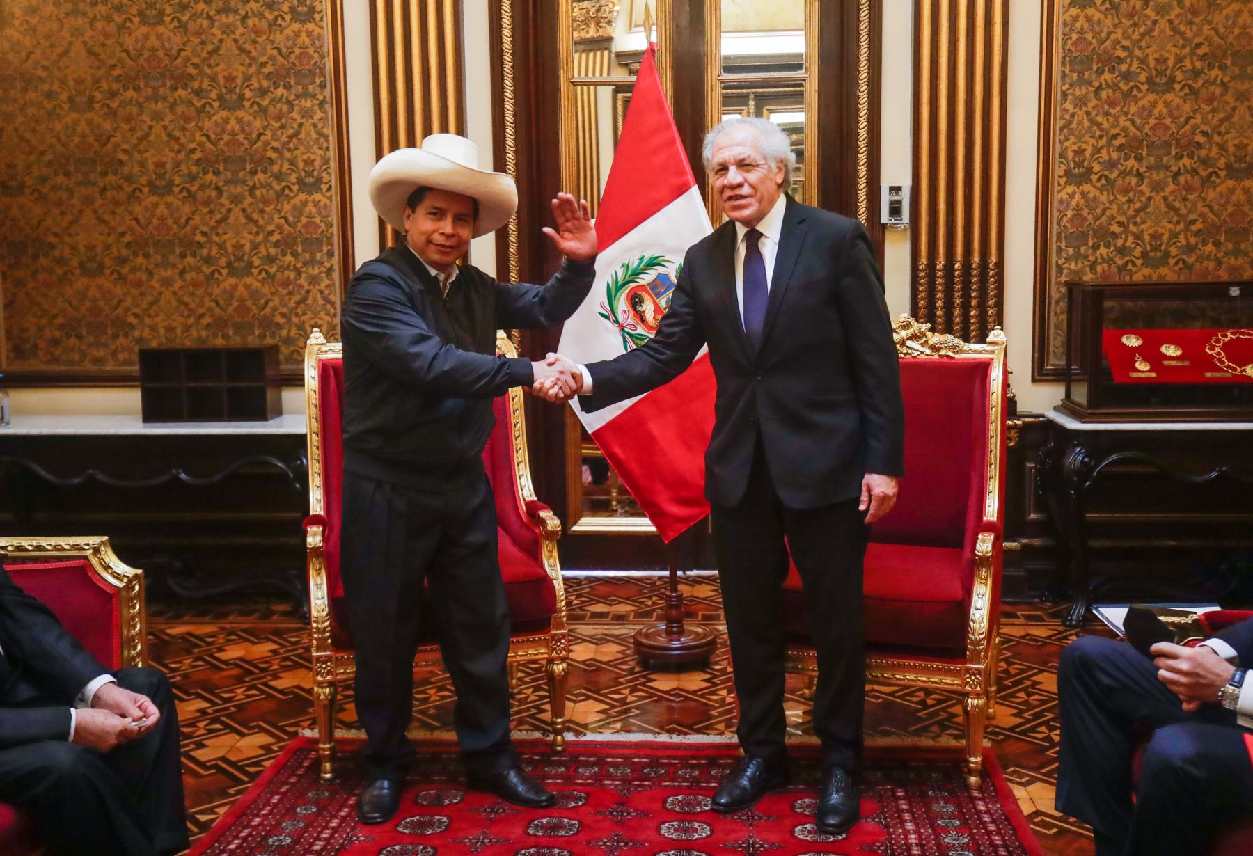 Presidente de la República, Pedro Castillo, recibe en visita oficial al Secretario General de la Organización de Estados Americanos (OEA), Luis Almagro.
Foto: ANDINA/ Presidencia Perú