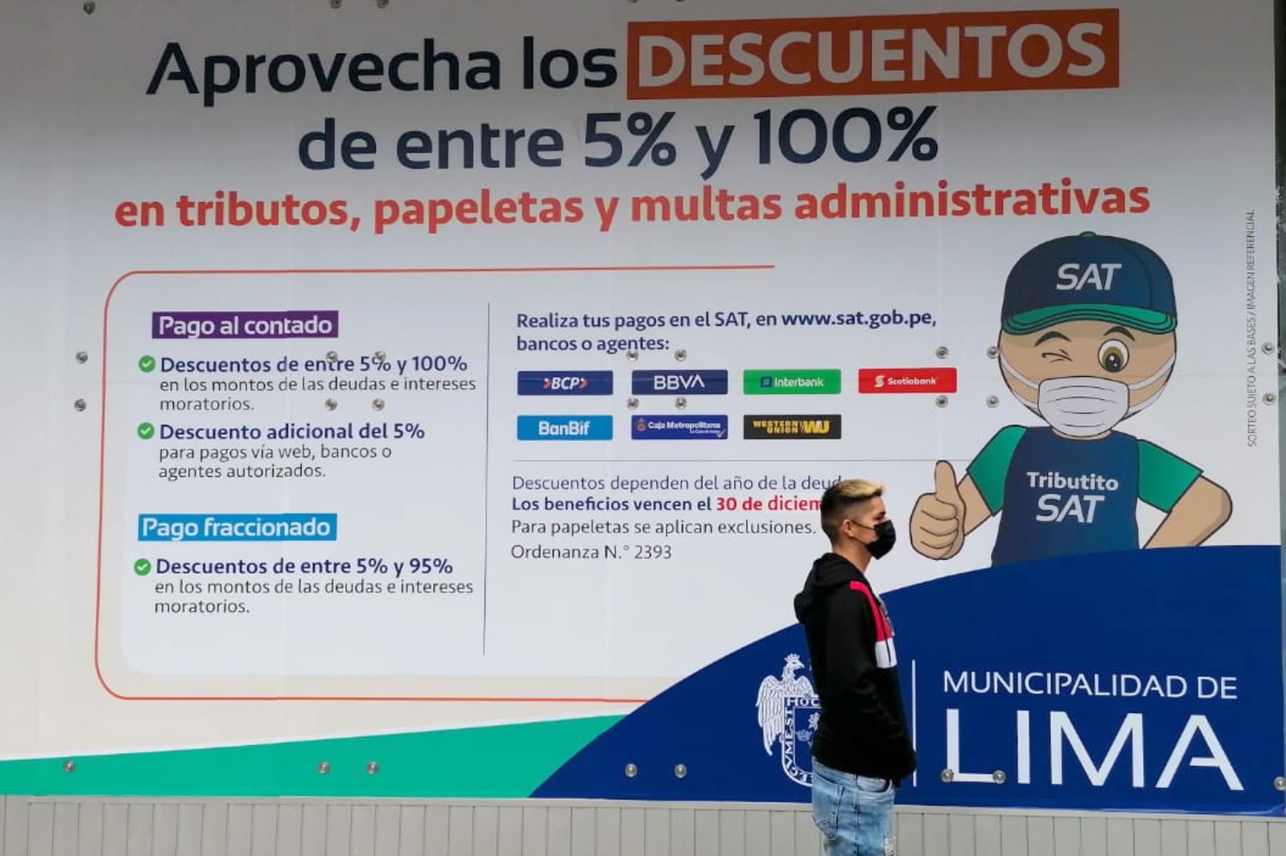 SAT de Lima amplia vigencia de descuentos para el pago de tributos, papeletas y multas hasta el 30 de Diciembre. Foto: ANDINA/Difusión