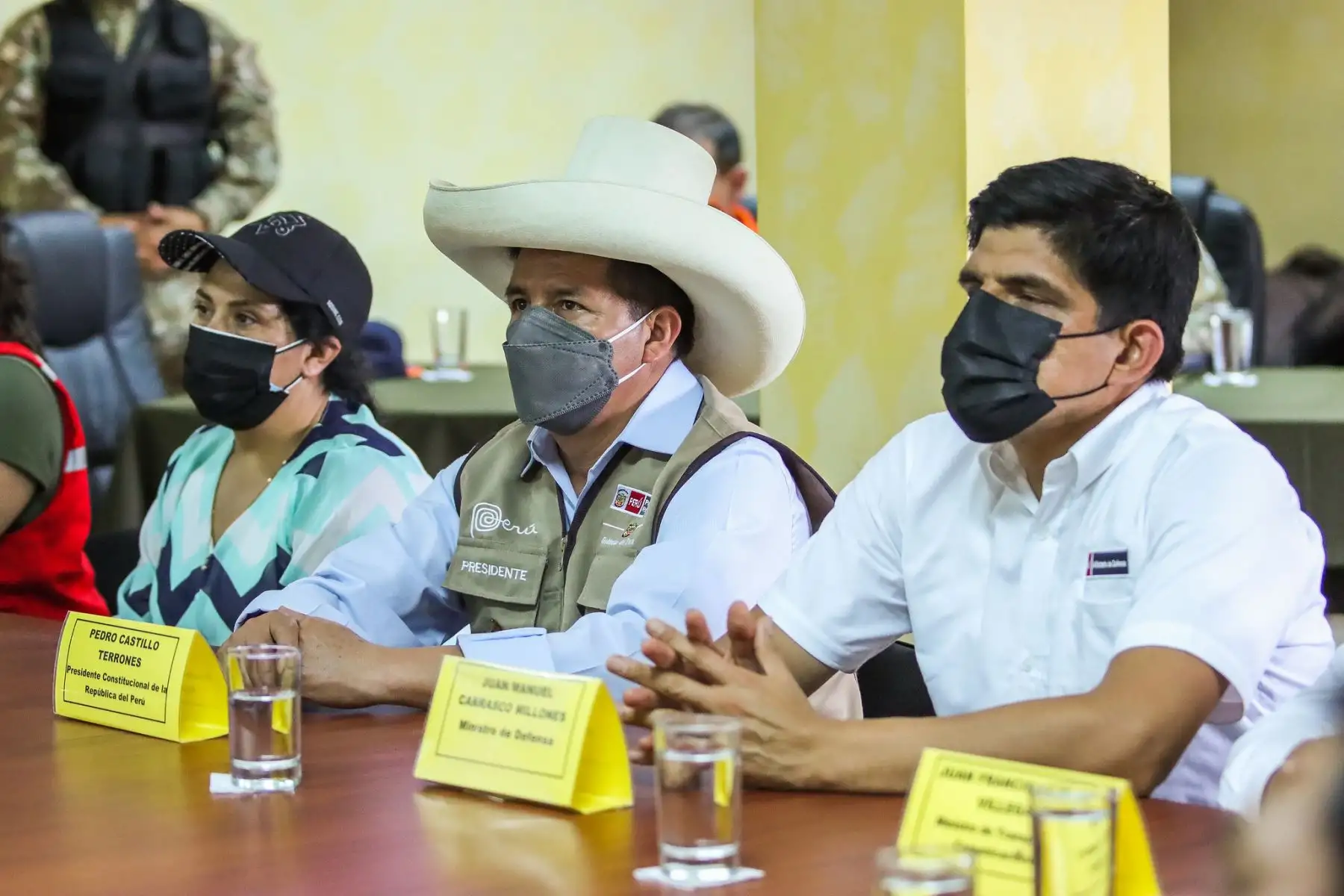 Mandatario Pedro Castillo, desde el fuerte militar Vencedores del Cenepa – El Milagro, en Bagua, región Amazonas, lidera las acciones para atender a la población damnificada de las zonas afectadas por el sismo. Foto: ANDINA/Prensa Presidencia