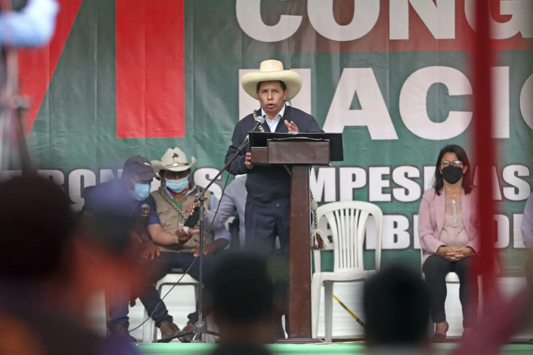Presidente de la República, Pedro Castillo, inaugura el VI Congreso Nacional de Rondas Campesinas, organizado por CUNARC-Perú en ATE. Foto: ANDINA/Presidencia Perú