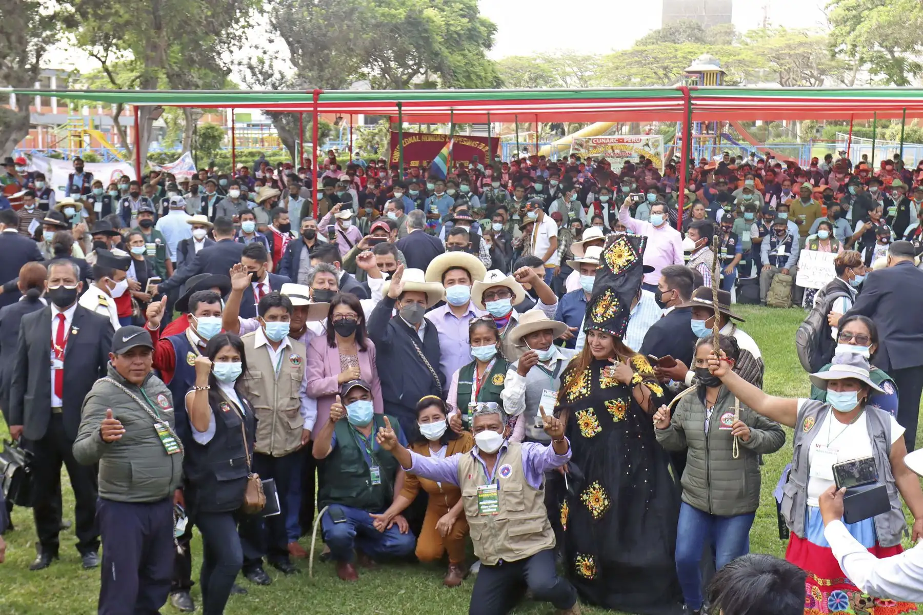 Presidente de la República, Pedro Castillo, inaugura el VI Congreso Nacional de Rondas Campesinas, organizado por CUNARC-Perú en ATE. Foto: ANDINA/Presidencia Perú