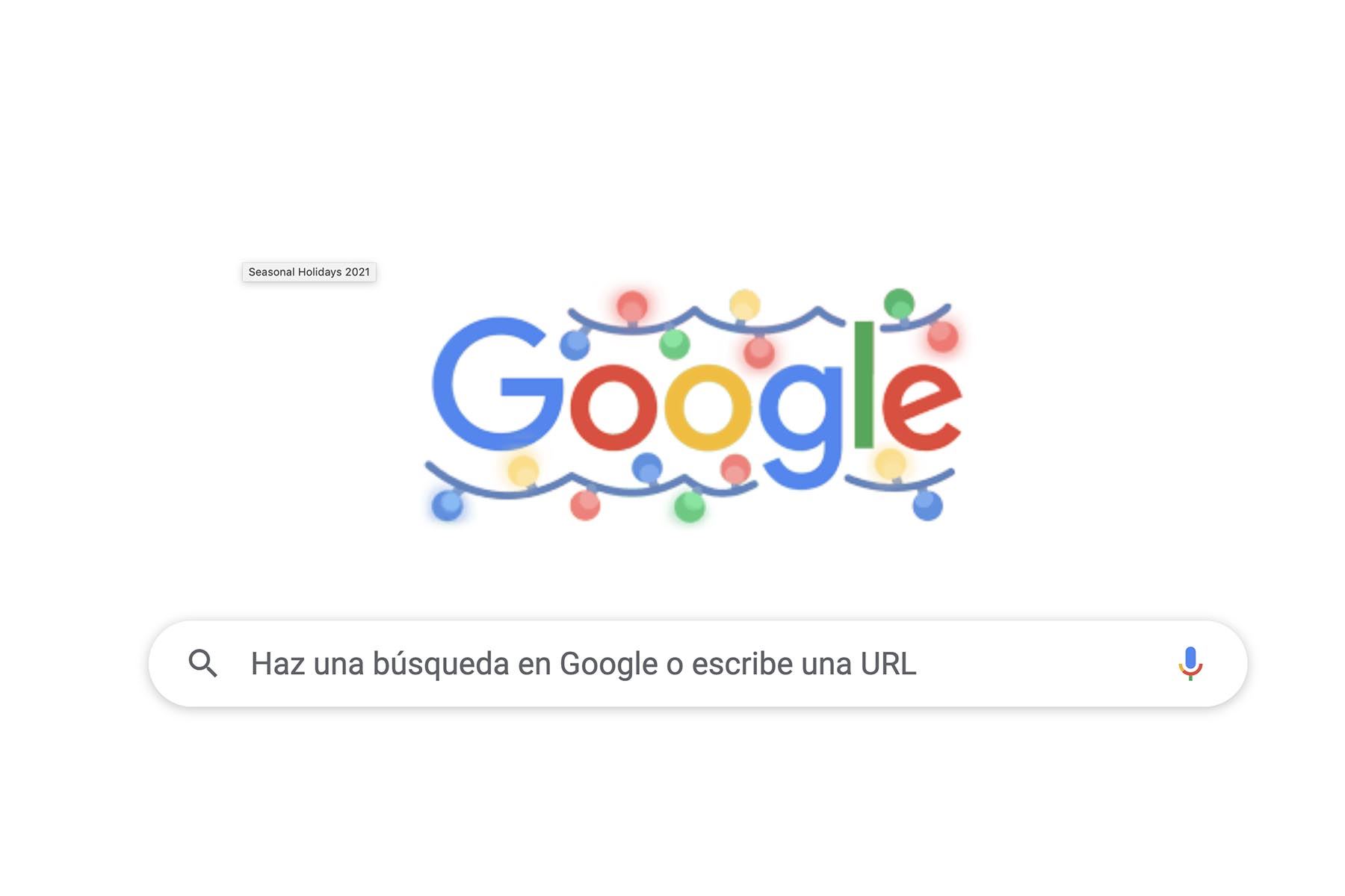 El doodle Seasonal Holidays 2021 muestra el logo de Google adornado con luces navideñas con los colores característicos del gigante de internet.