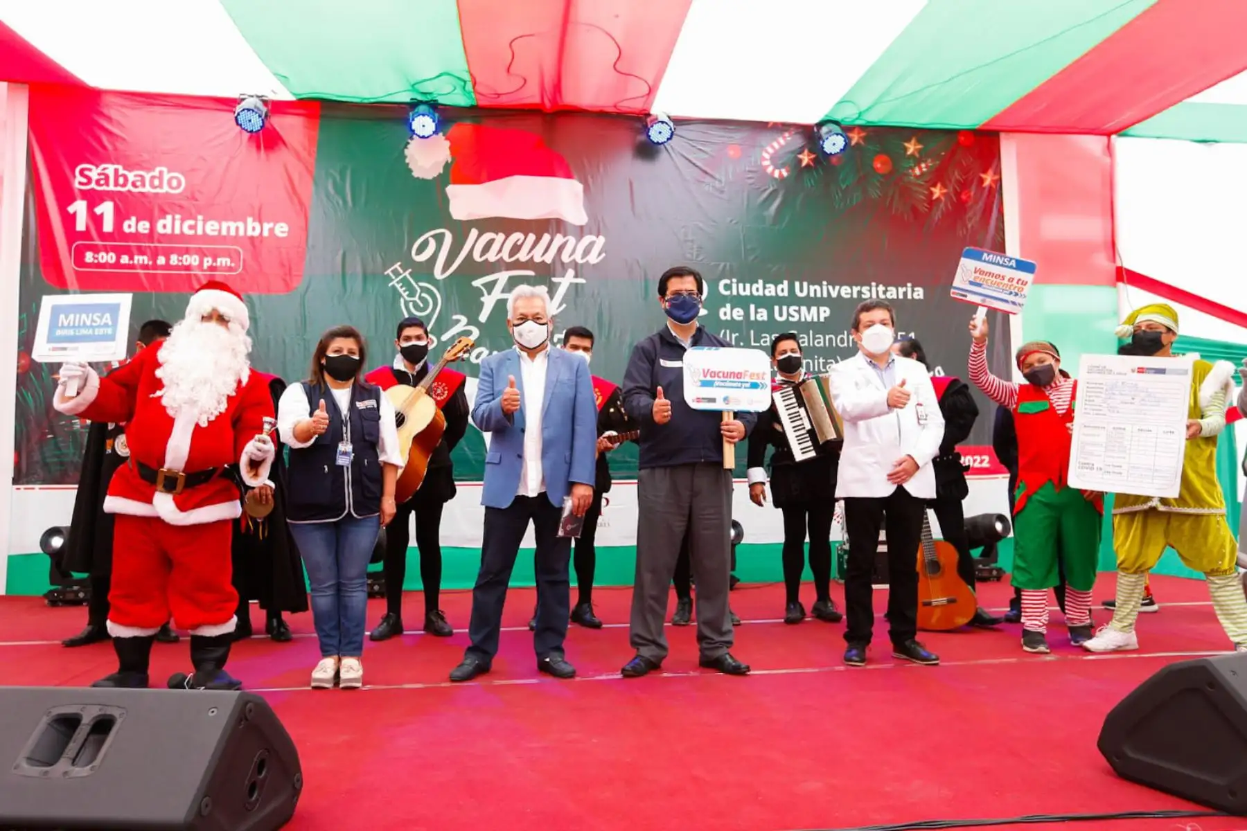 Se dió inicio al Vacuna Fest Navideño en la USMP como parte del cierre de brechas de vacunación contra la covid-19. Foto: Minsa