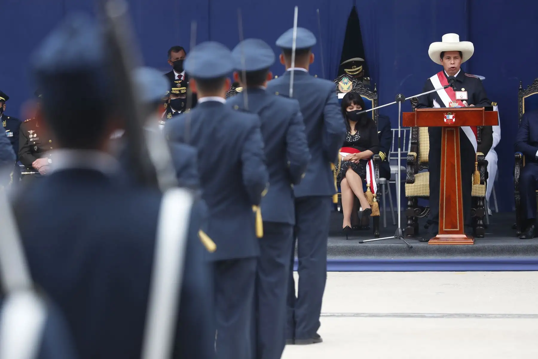 El presidente de la República, Pedro Castillo Terrones, encabeza la Ceremonia de Graduación de los Alféreces de la Escuela de Oficiales de la Fuerza Aérea del Perú.
Foto: ANDINA/Presidencia Perú