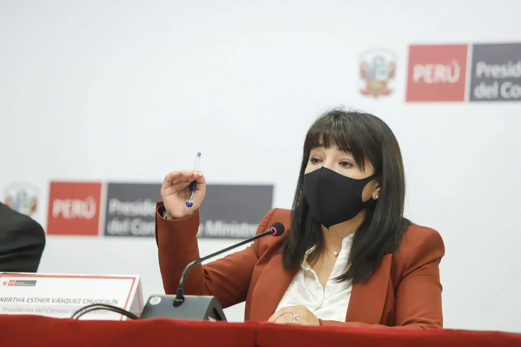 La premier Mirtha Vásquez junto a ministros de Estado, brindó una conferencia de prensa para informar las decisiones adoptadas en el Consejo de Ministros en relación al control de la pandemia y la reactivación económica. Foto: PCM