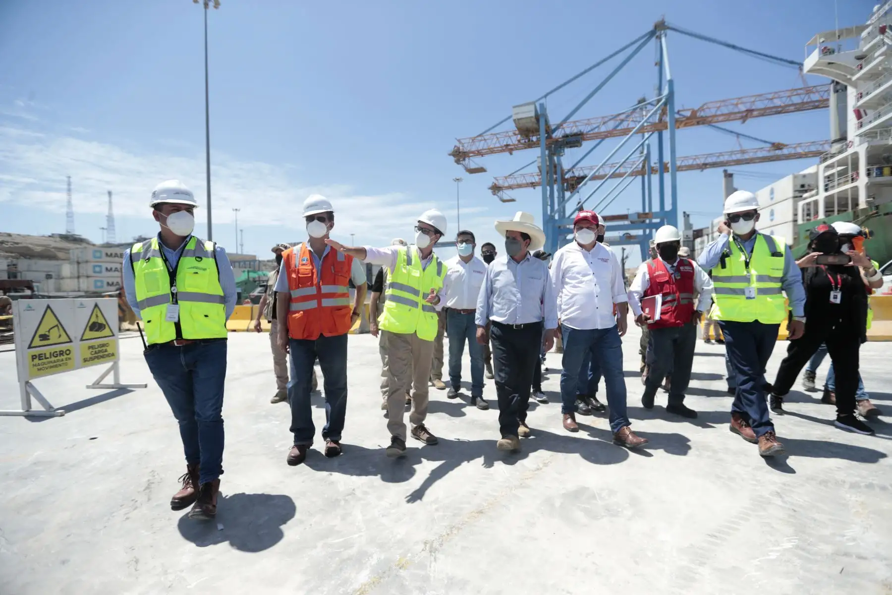 Presidente Pedro Castillo inspecciona los trabajos de ampliación del Terminal Portuario de Paita.
Foto: ANDINA/ Presidencia