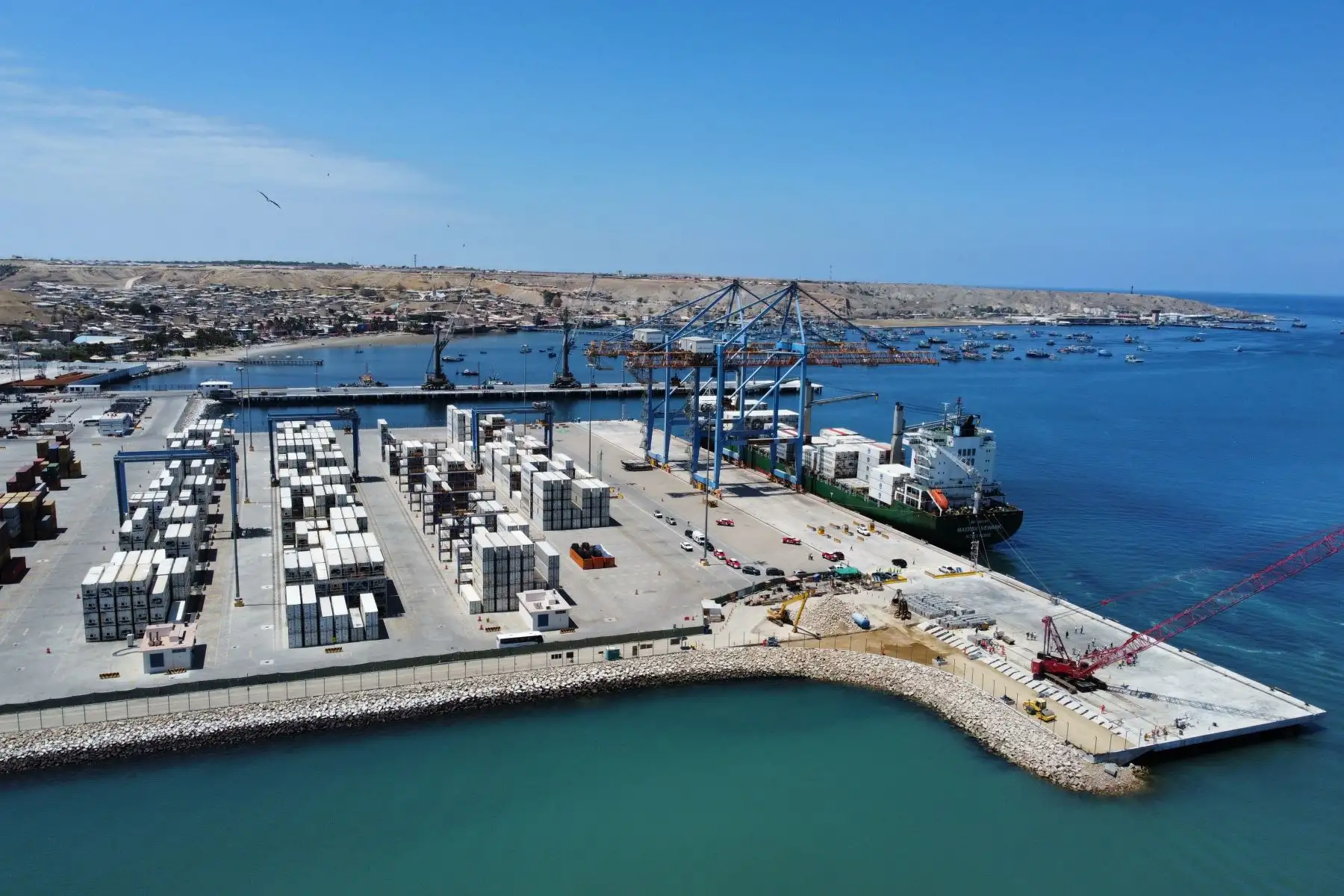 Presidente Pedro Castillo inspecciona los trabajos de ampliación del Terminal Portuario de Paita.
Foto: ANDINA/ Presidencia