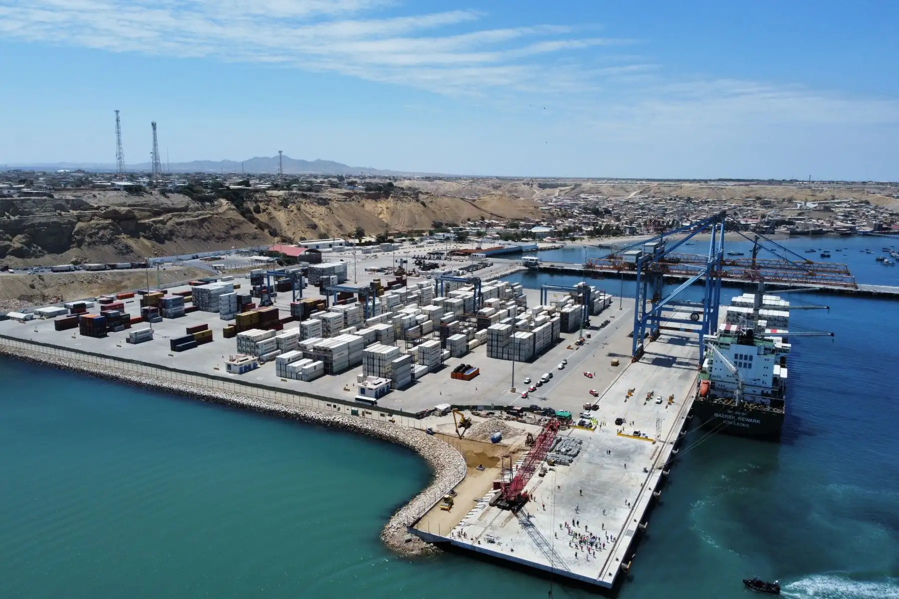 Presidente Pedro Castillo inspecciona los trabajos de ampliación del Terminal Portuario de Paita.
Foto: ANDINA/ Presidencia