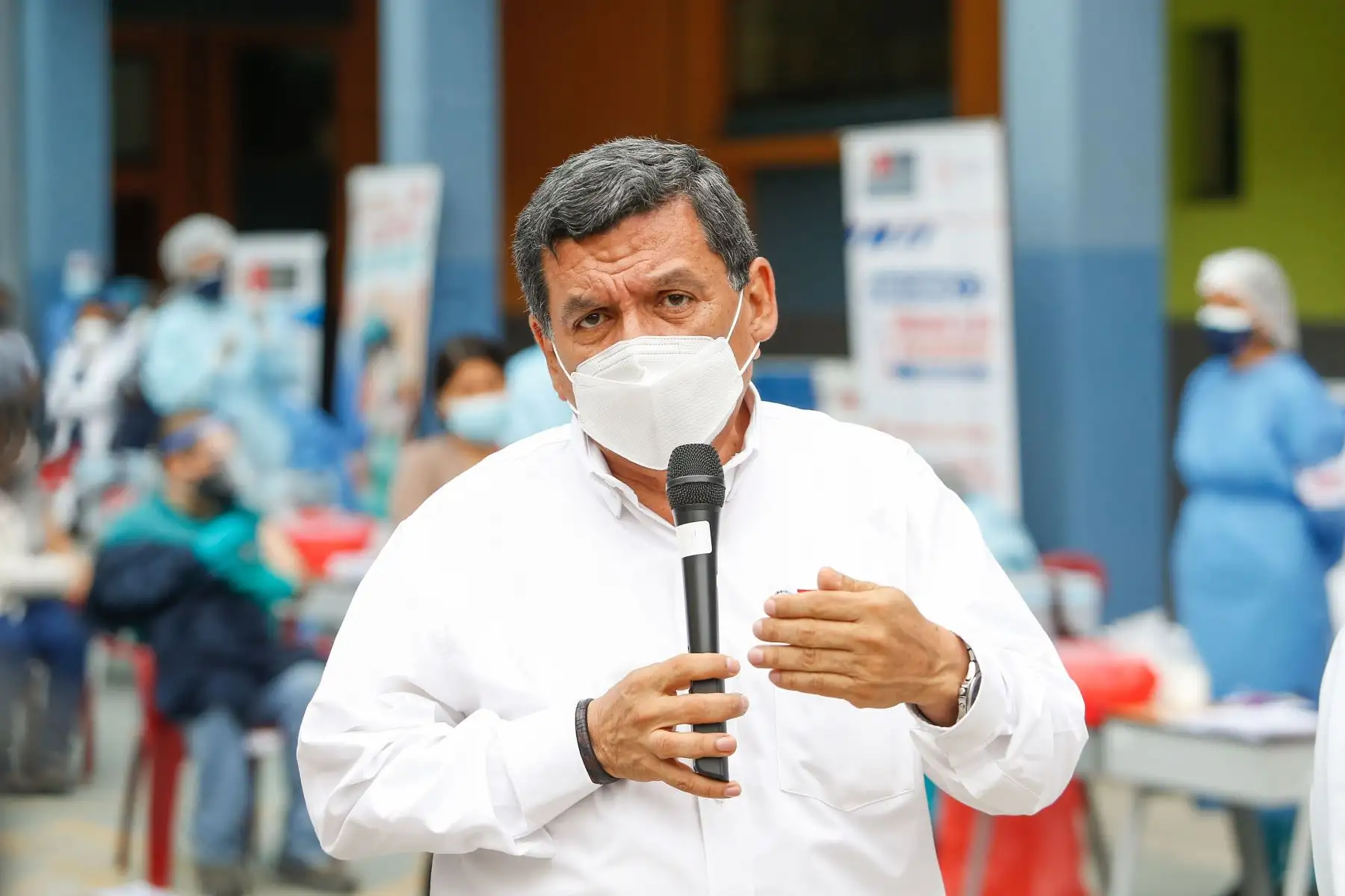 Ministerio de Salud inicia  vacuna Cole contra la COVID-19 en la Instituto Educativa Melitón Carvajal.
Foto: ANDINA/ Minsa