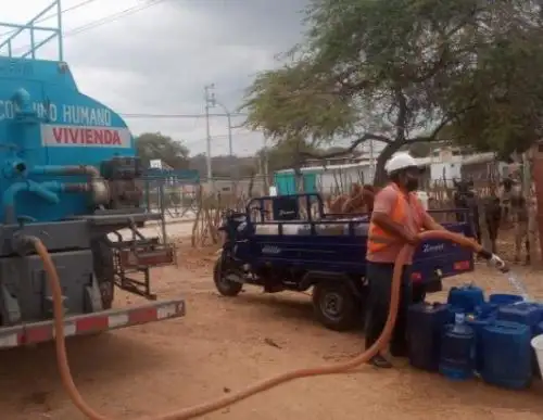 Ministerio de Vivienda entrega agua potable a los pobladores de zonas vulnerables del distrito de San Jacinto, región Tumbes.