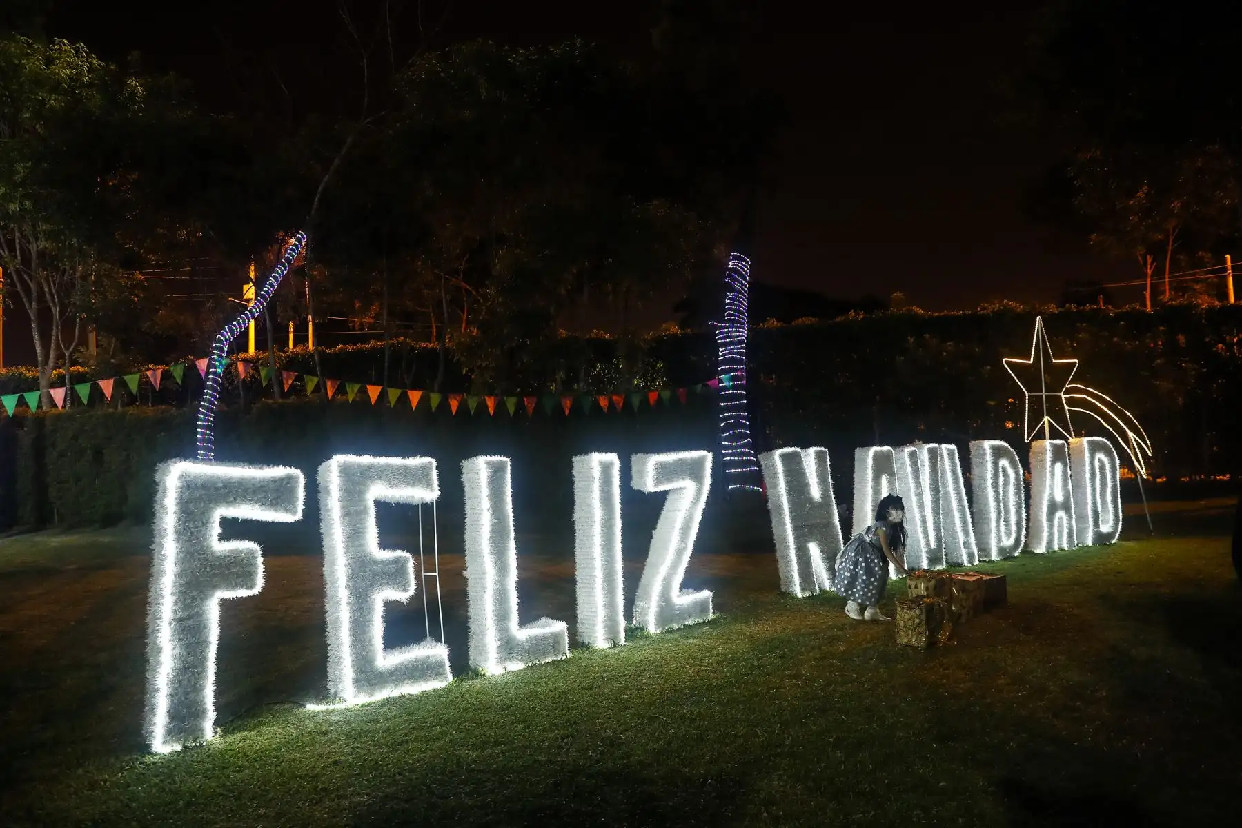 Decenas de familias disfrutan del Camino Mágico de Papanoel en el Parque de las Aguas. Foto: ANDINA/Renato Pajuelo