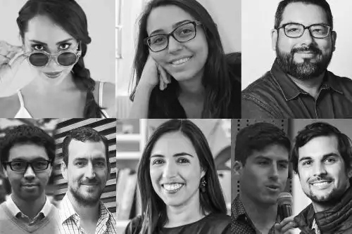 Daniel Bonifaz Zegarra y Paulo Valdiviezo de Kambista; Gonzalo Begazo de Chazki; Katy Esquivel de Whatthechic; Mariana Costa de Laboratoria; Marlene Molero de Genderlab; así como Munenari Yamakawa y Carlos Ganoza Durant de Quantum Talent están en la lista Innovadores del 2021. Foto: Bloomberg Línea