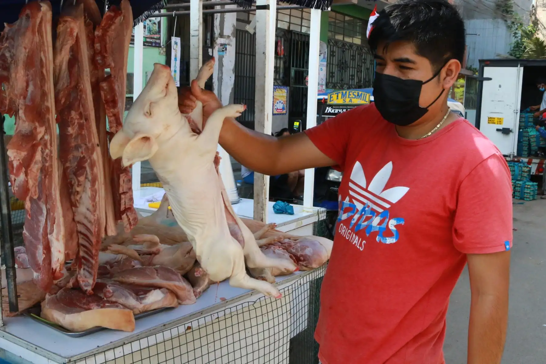 Venta de Pavos y lechones en la Av. Angelica Gamarra de Los Olivos .Foto: ANDINA/Héctor Vinces