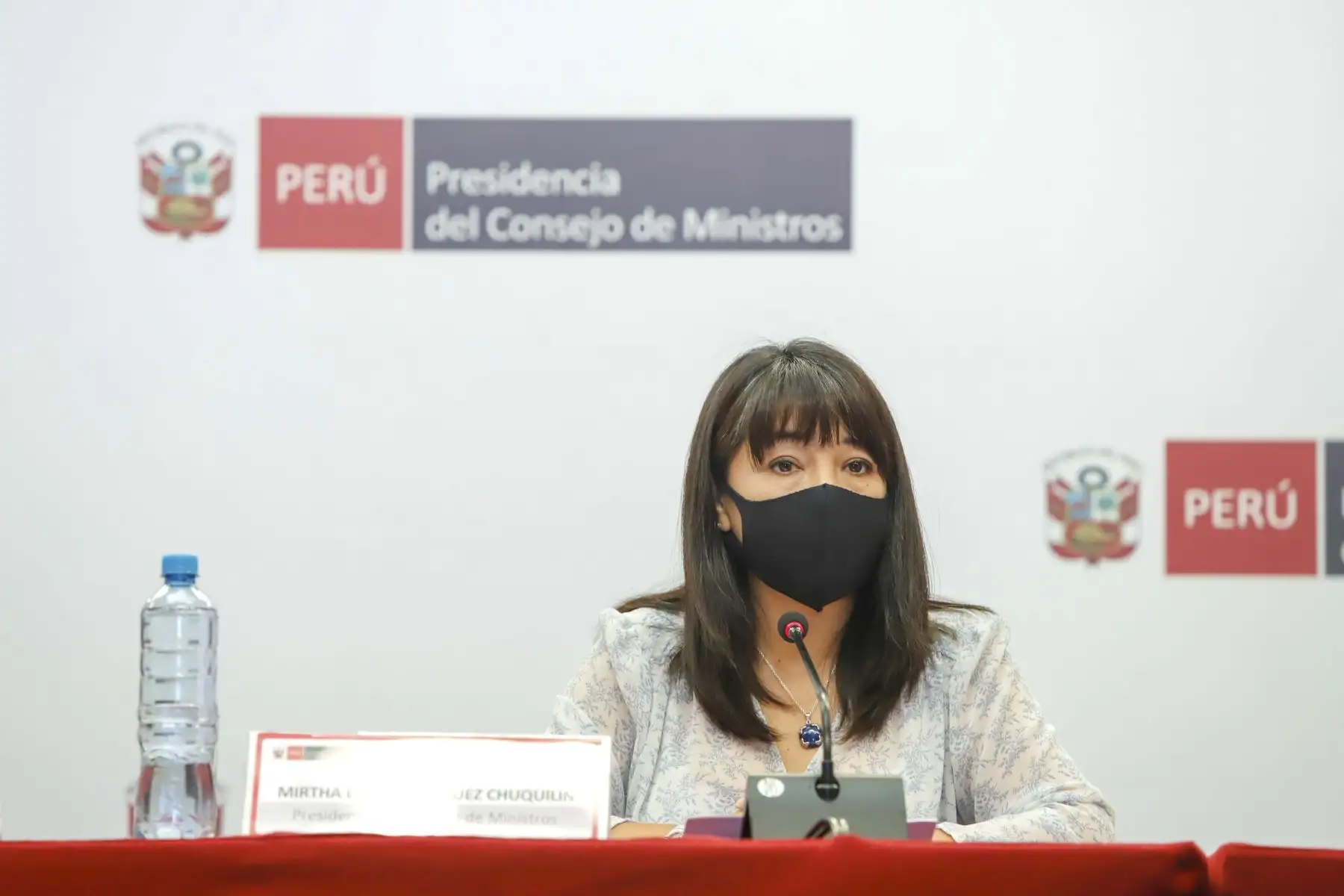 La presidenta del Consejo de Ministros, Mirtha Vásquez, brinda conferencia de prensa. Foto: ANDINA/PCM