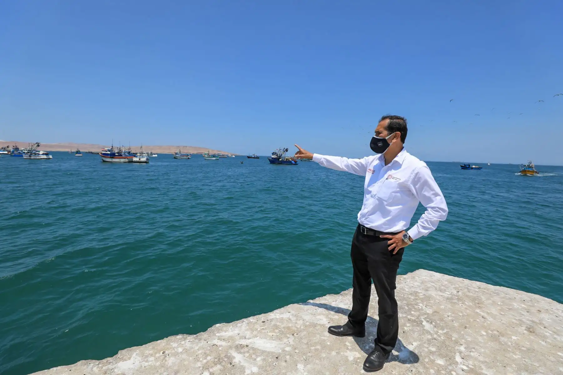 El ministro de la Producción, Jorge Luis Prado, realizó una visita al Desembarcadero Pesquero Artesanal La Puntilla, en Paracas, a fin de supervisar la infraestructura pesquera y los servicios que brinda a los pescadores de la localidad.
Foto: Produce