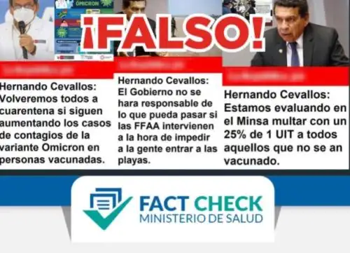 Ministerio de Salud exhorta a la población a no divulgar noticias falsas. Foto: Captura