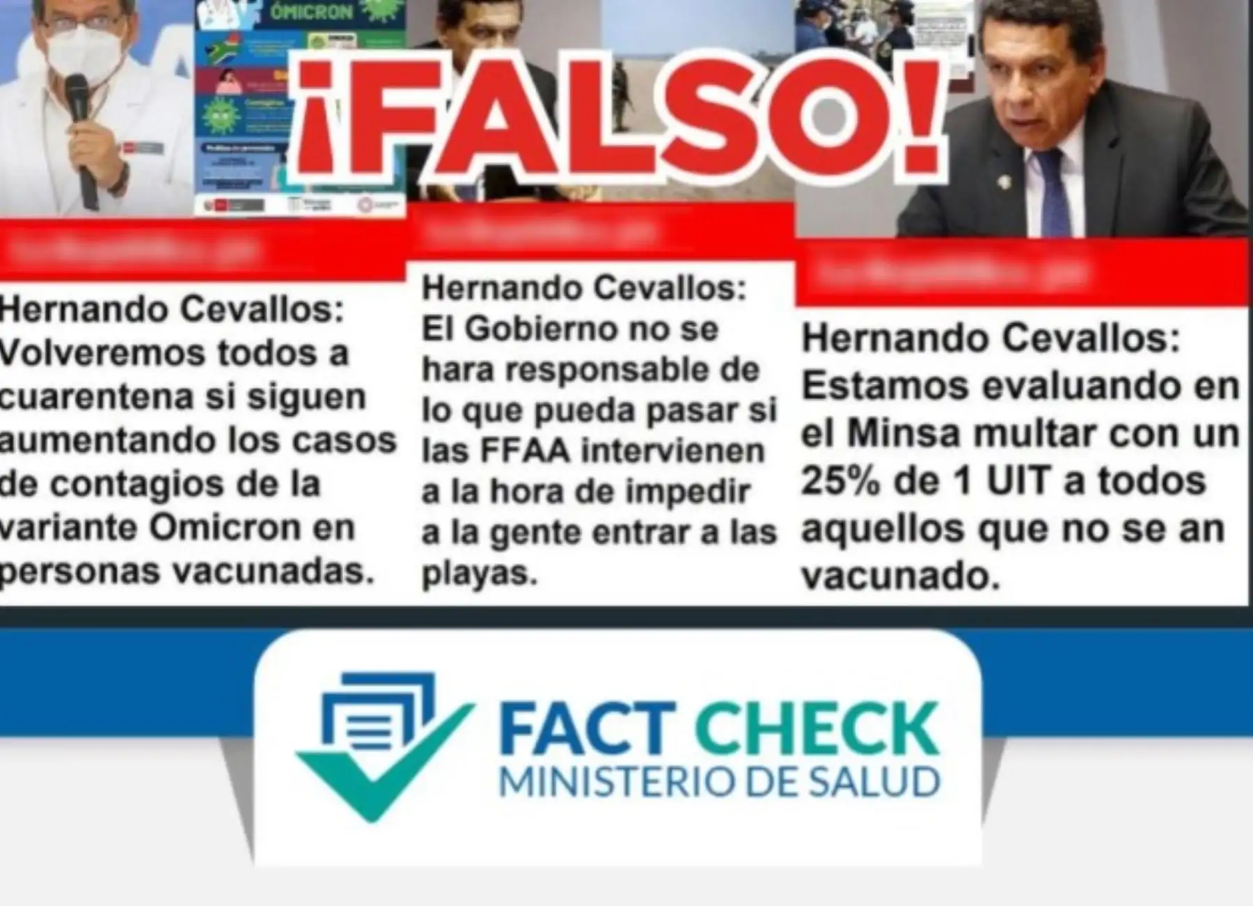 Ministerio de Salud exhorta a la población a no divulgar noticias falsas. Foto: Captura