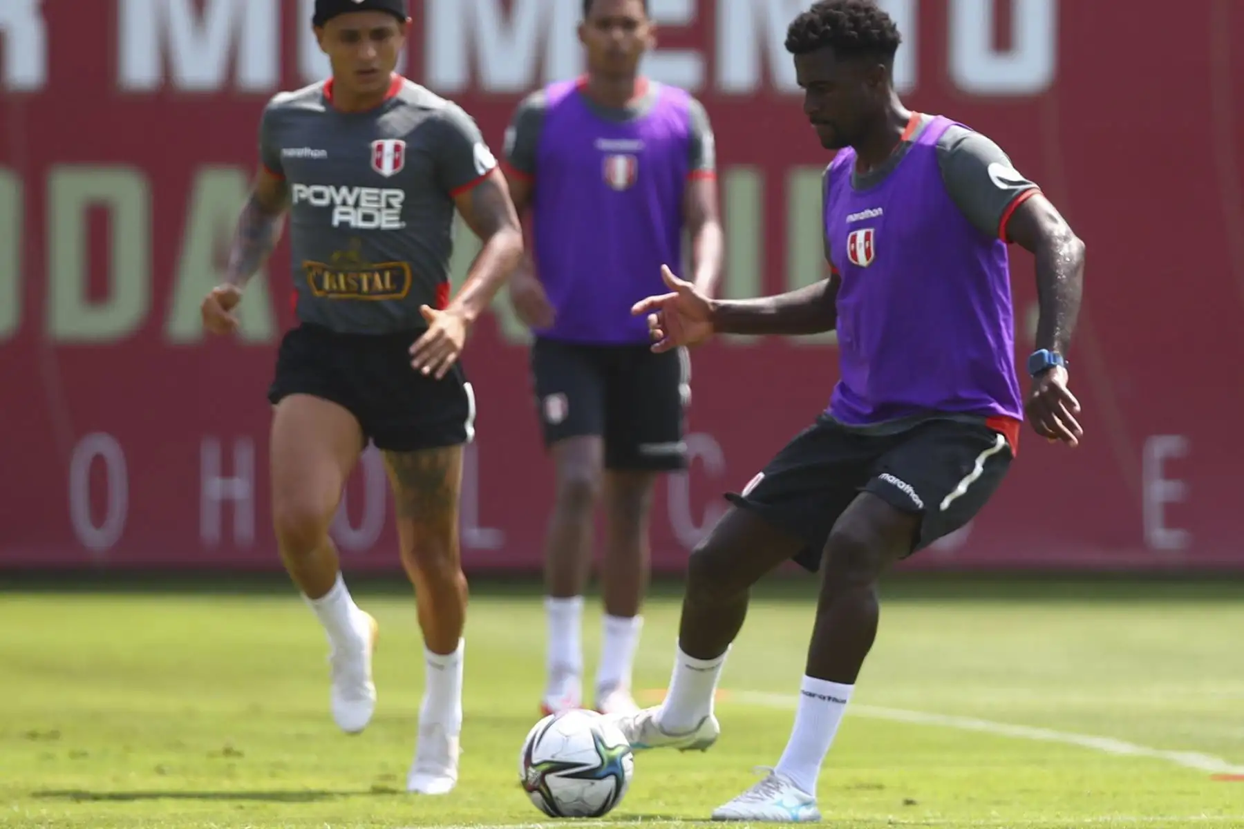 Bajo las órdenes del profesor Ricardo Gareca, la Selección Peruana comenzó los entrenamientos en el campo deportivo de la Videna, con miras a los amistosos internacionales ante Panamá y Jamaica, que servirán de preparación para la próxima fecha doble de las Clasificatorias Sudamericanas al Mundial Qatar 2022.
Foto: ANDINA /FPF