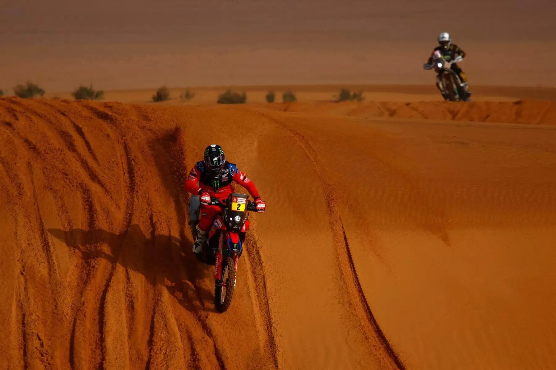 El piloto estadounidense Ricky Brabec de Monster Energy Honda Team 2022 en acción durante la etapa 2 del Rally Dakar 2022 entre Ha