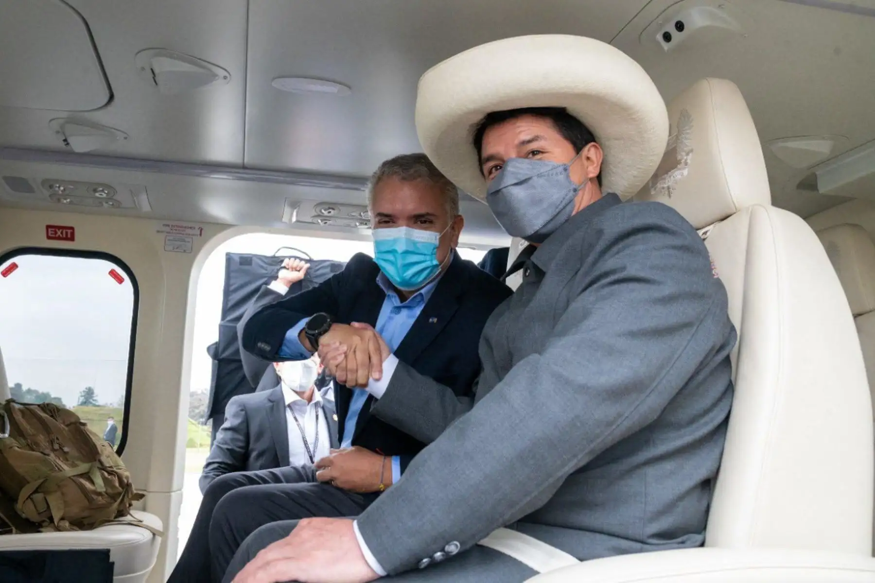 El presidente Pedro Castillo, llega a Colombia para participar en el Encuentro Presidencial y VI Gabinete Binacional Perú-Colombia. Foto: Twitter