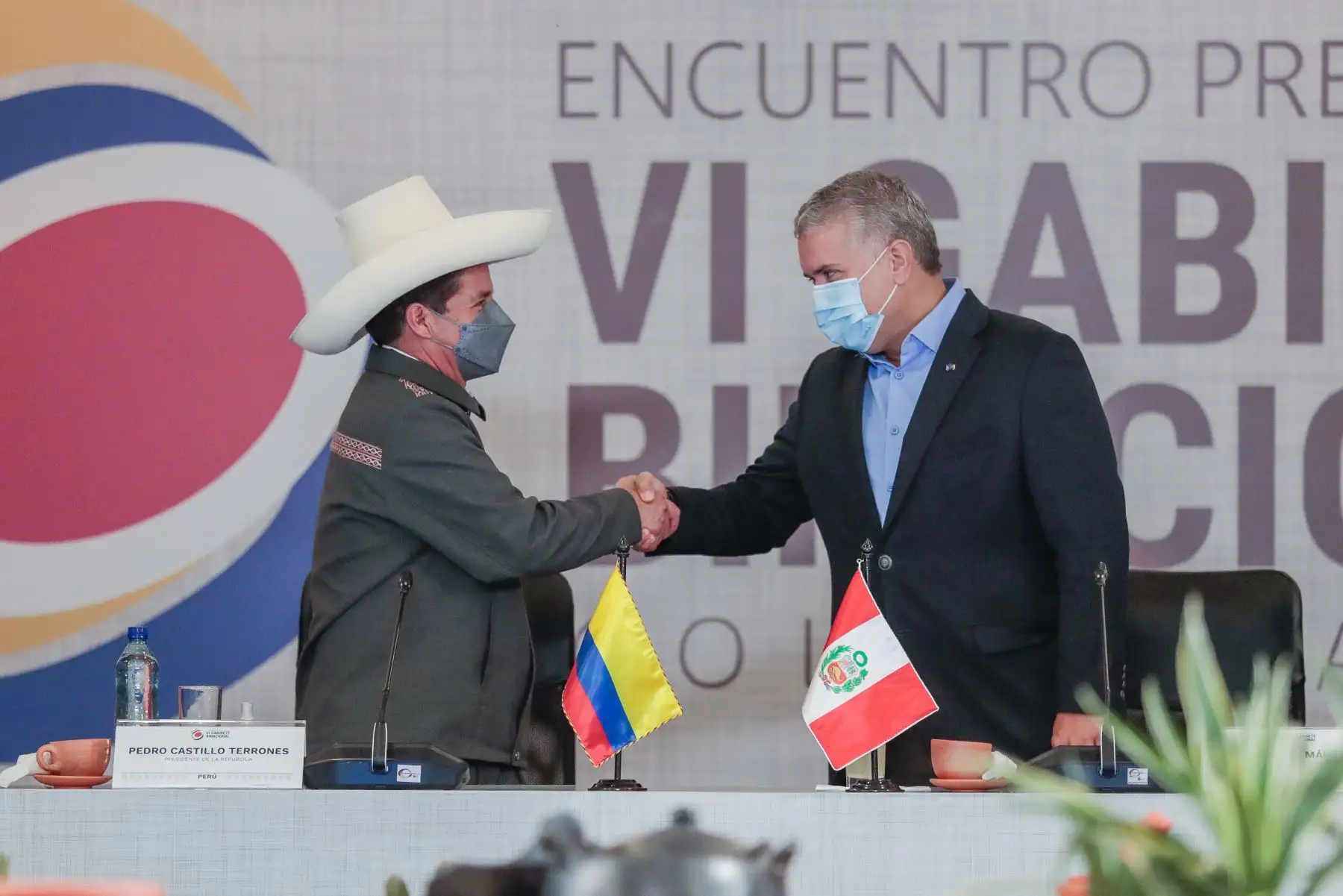 El jefe de Estado, PedroCastillo y su homólogo colombiano, Ivan Duque, presidieron el Encuentro Presidencial y VI Gabinete Binacional Perú-Colombia, en Villa de Leyva, Boyacá, Colombia.
Foto: ANDINA/Presidencia Perú
