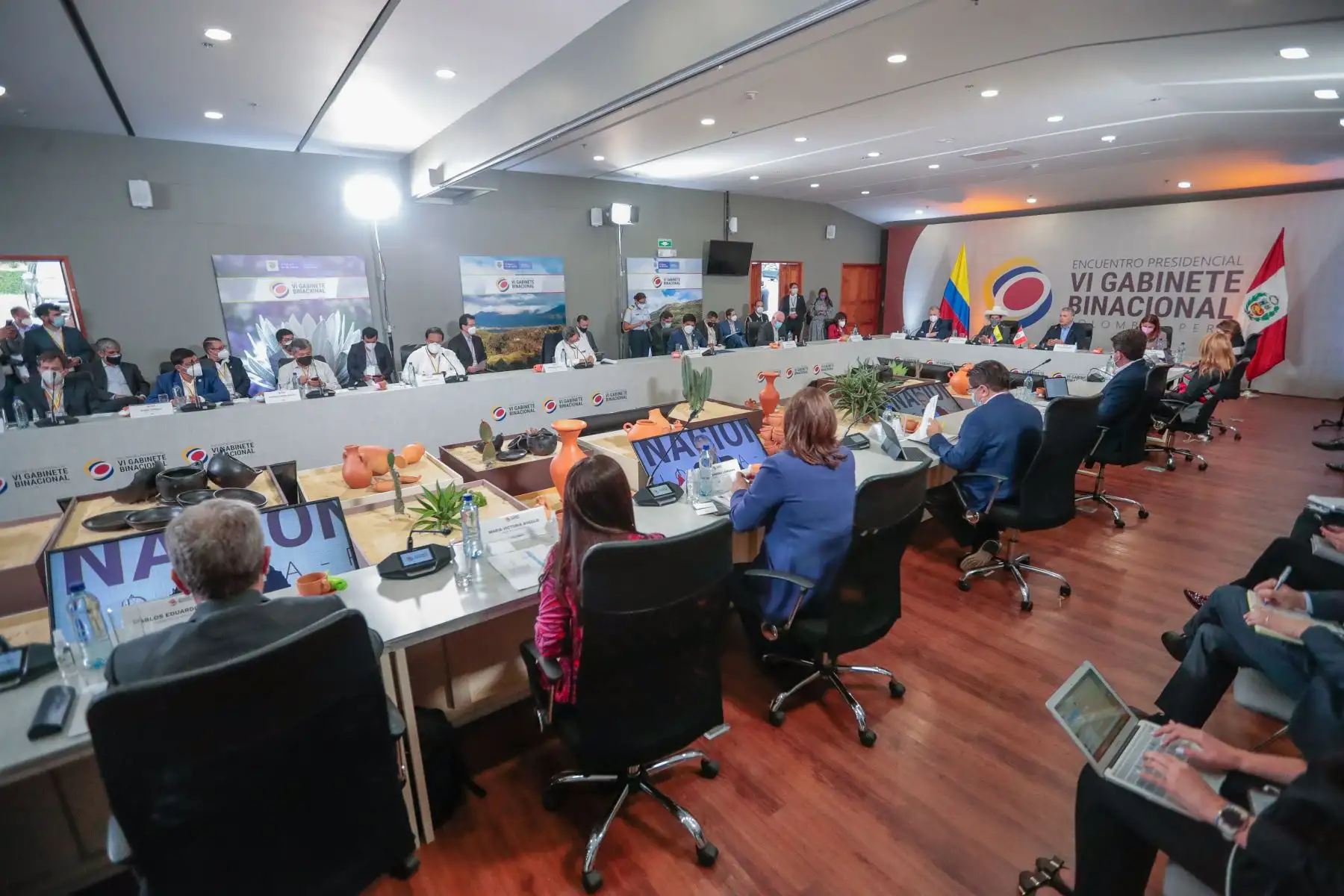 El jefe de Estado, PedroCastillo y su homólogo colombiano, Ivan Duque, presidieron el Encuentro Presidencial y VI Gabinete Binacional Perú-Colombia, en Villa de Leyva, Boyacá, Colombia.
Foto: ANDINA/Presidencia Perú