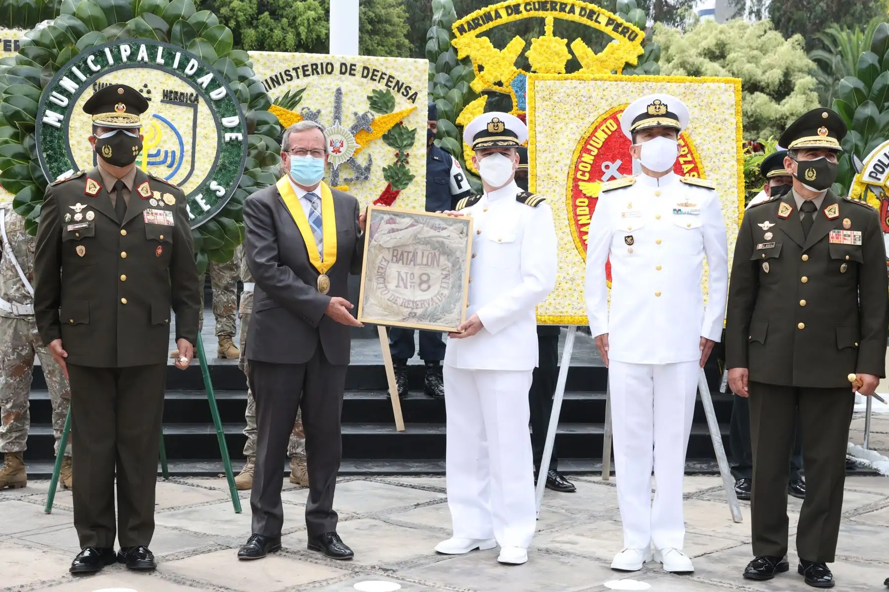 Histórica bandera del Batallón Nº 8 del Ejército de Reserva de Lima que defendió a la patria en el Reducto Nº 2 de Miraflores. Foto: ANDINA/ Vidal Tarqui
