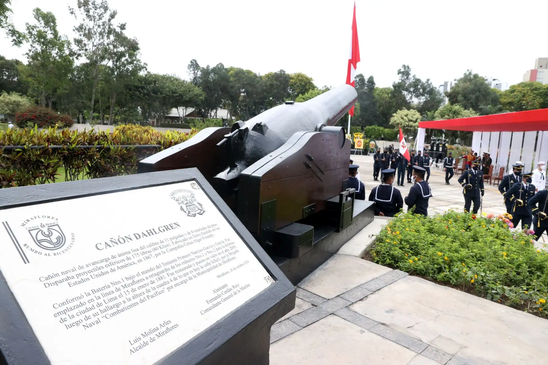 Histórico Cañón Naval Dahlgren, que fue utilizado para la defensa de Lima en la Batalla de Miraflores. Foto: ANDINA/ Vidal Tarqui