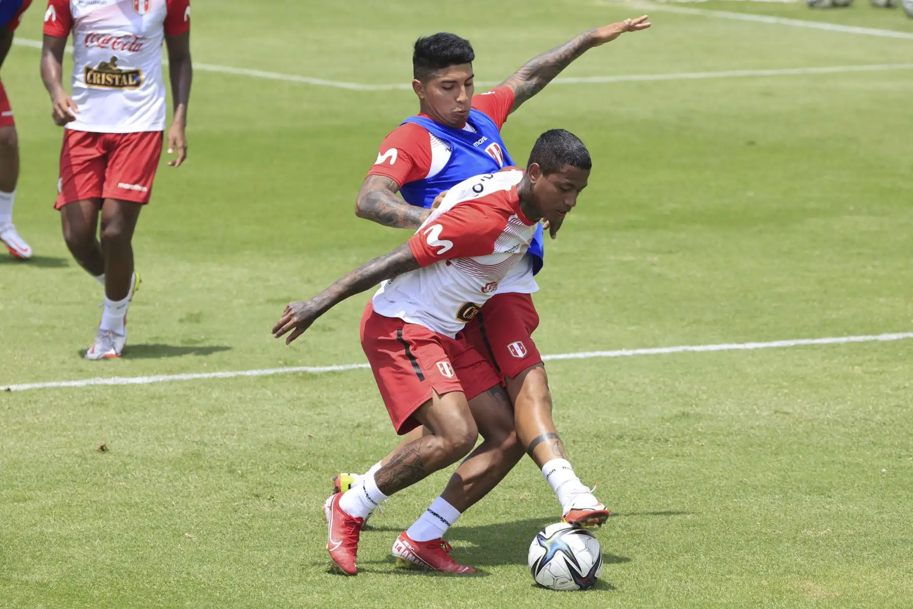 Andy Polo de la Selección peruana realiza sus entrenamientos en la Videna previo al primer amistoso frente a Panamá este domingo con miras al Mundial Qatar 2022. Foto: FPF