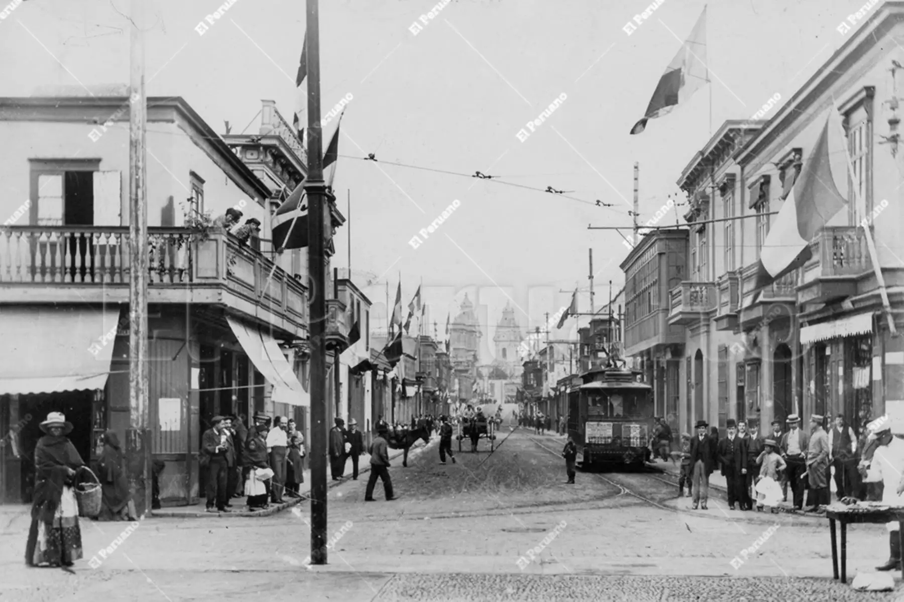 Lima - 1920. Vista del jirón Trujillo en el distrito del RImac. Foto: Archivo Histórico / EL PERUANO