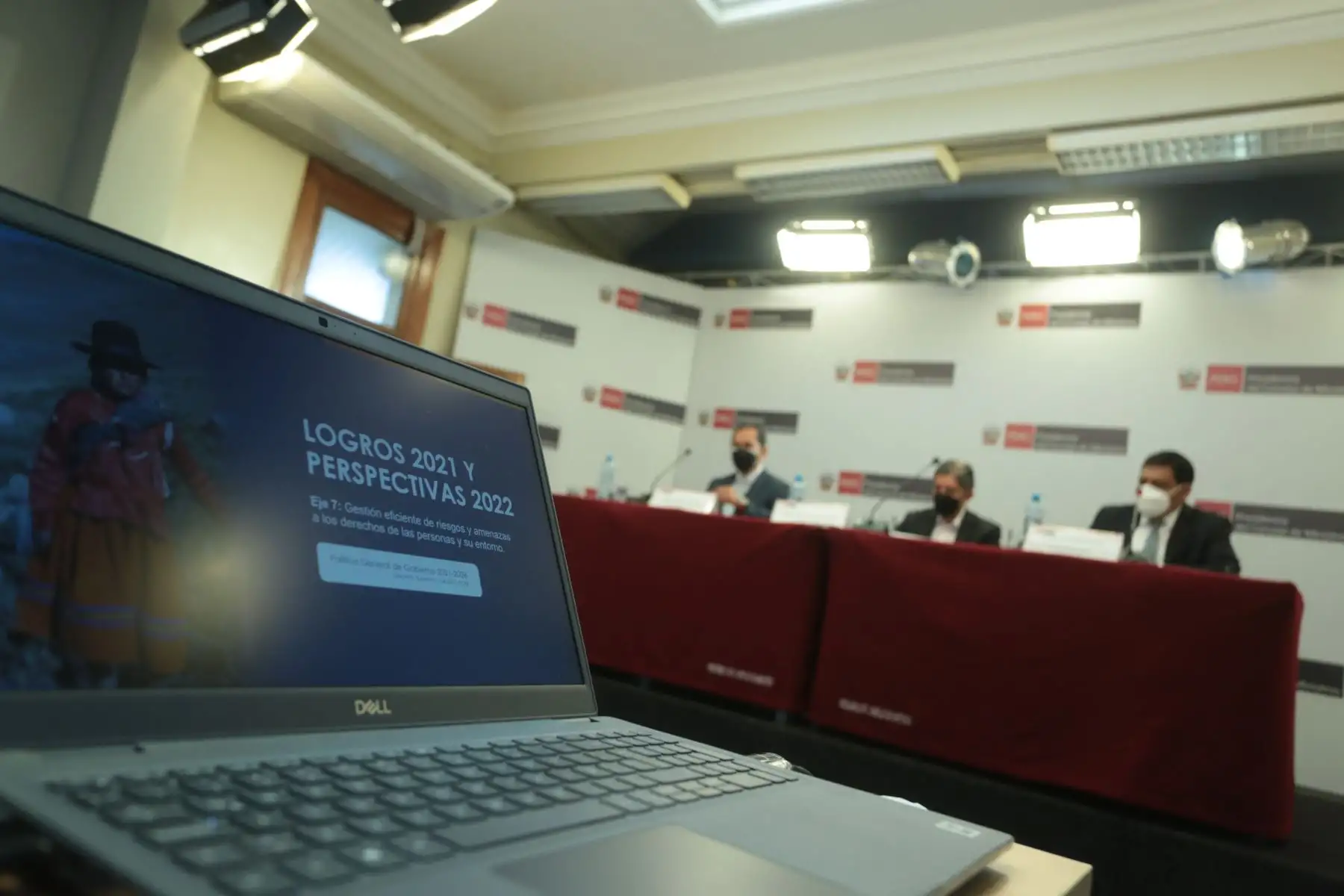 Conferencia de prensa de los ministros del Interior, Avelino Guillén, de la Producción, Jorge Luis Prado y del Ambiente, Rubén Ramírez, para informar el balance de gestión del 2021 y las perspectivas de sus sectores para este nuevo año. Foto: PCM