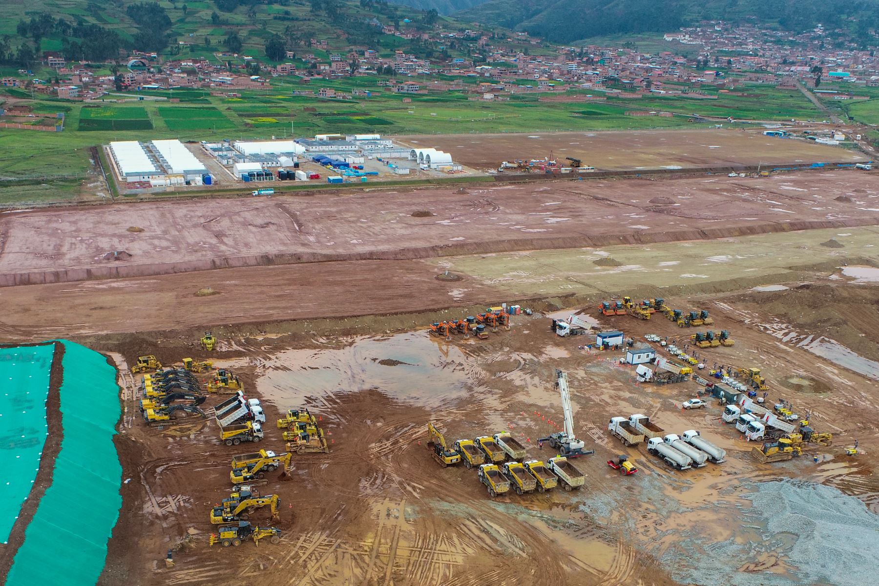 Los trabajos de movimiento de tierras para la construcción del Aeropuerto Internacional de Chinchero, ubicado en la provincia de Urubamba, en Cusco, tienen un avance de 52%. Así lo verificó la viceministra de Transportes, Fabiola Caballero, quien supervisó hoy las labores que se realizan en la zona. Foto: MTC