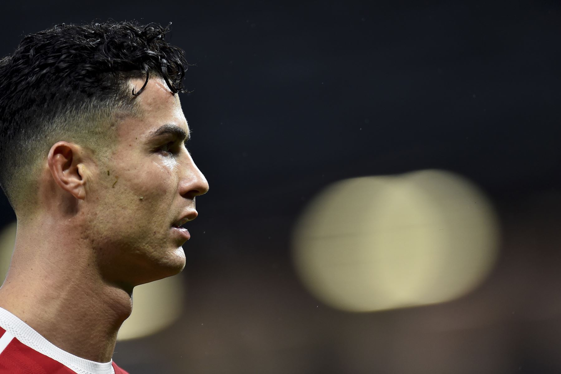 Cristiano Ronaldo del Manchester United reacciona durante el partido de la Premier League. Foto: EFE