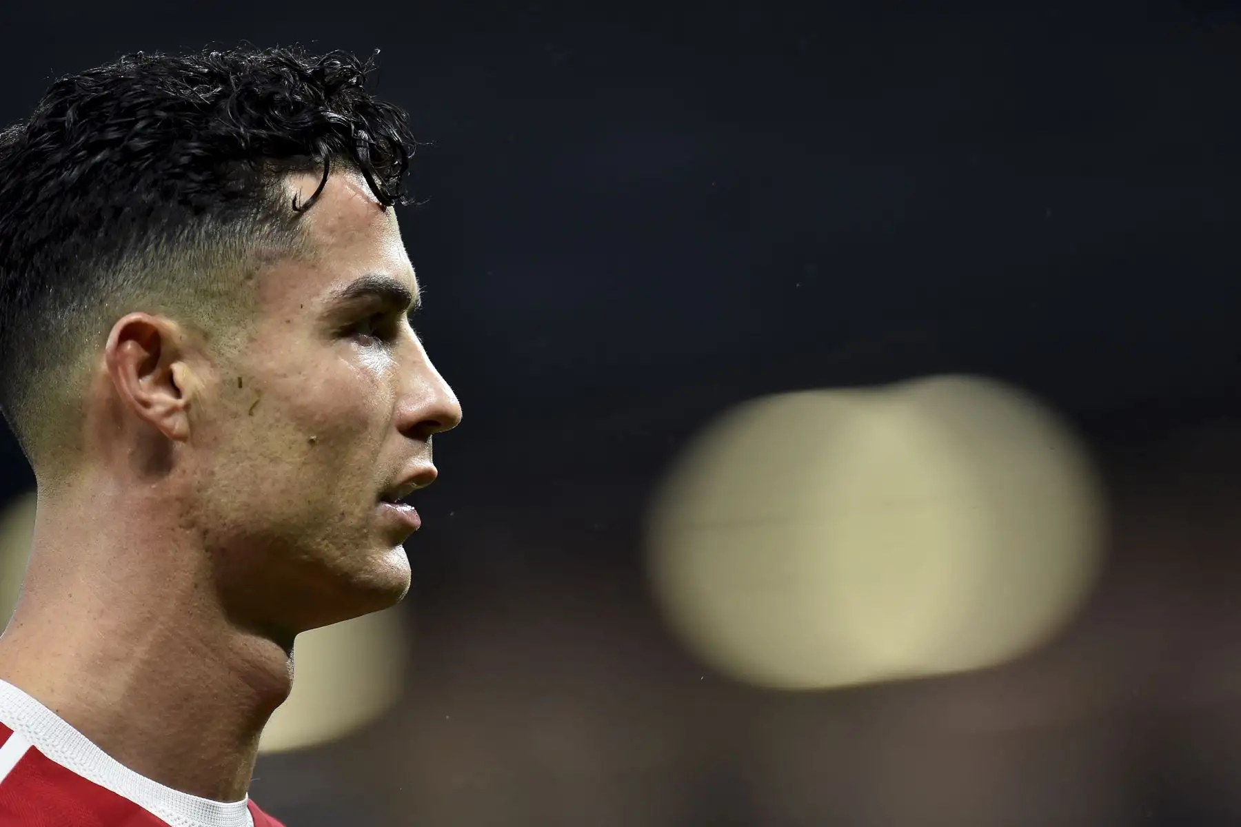 Cristiano Ronaldo del Manchester United reacciona durante el partido de la Premier League. Foto: EFE