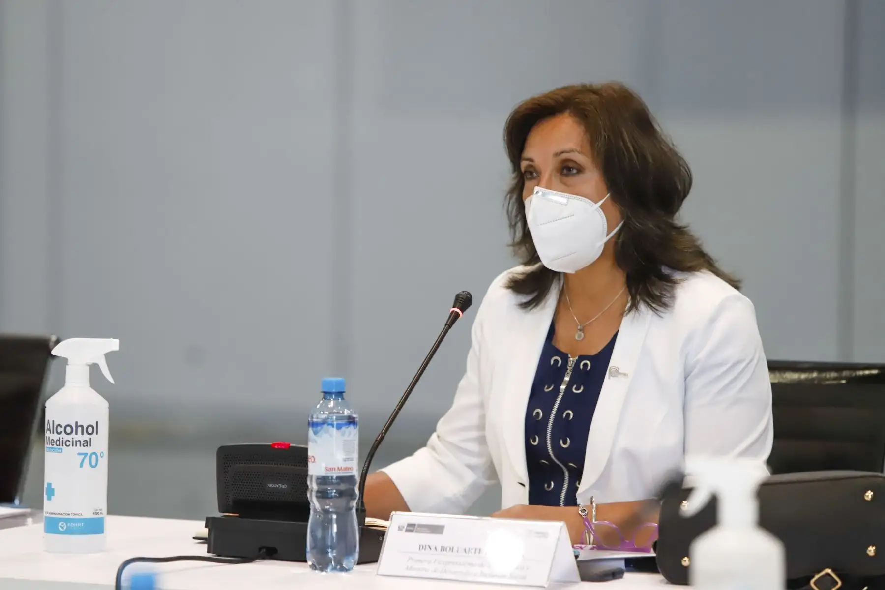 Presidenta del Consejo de Ministros, Mirtha Vásquez, acompañada de ministros de los sectores de Economía, Educación, Mujer, Inclusión Social y Cultura participan de la instalación de la Comisión Multisectorial para el retorno a clases e inicio del año escolar. Foto: ANDINA/PCM