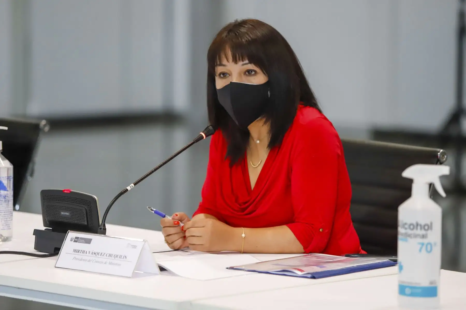 Presidenta del Consejo de Ministros, Mirtha Vásquez, acompañada de ministros de los sectores de Economía, Educación, Mujer, Inclusión Social y Cultura participan de la instalación de la Comisión Multisectorial para el retorno a clases e inicio del año escolar. Foto: ANDINA/PCM