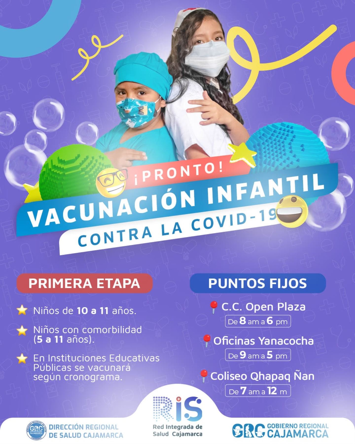 Cajamarca tiene todo listo para iniciar proceso de vacunación a unos 200,000 niños