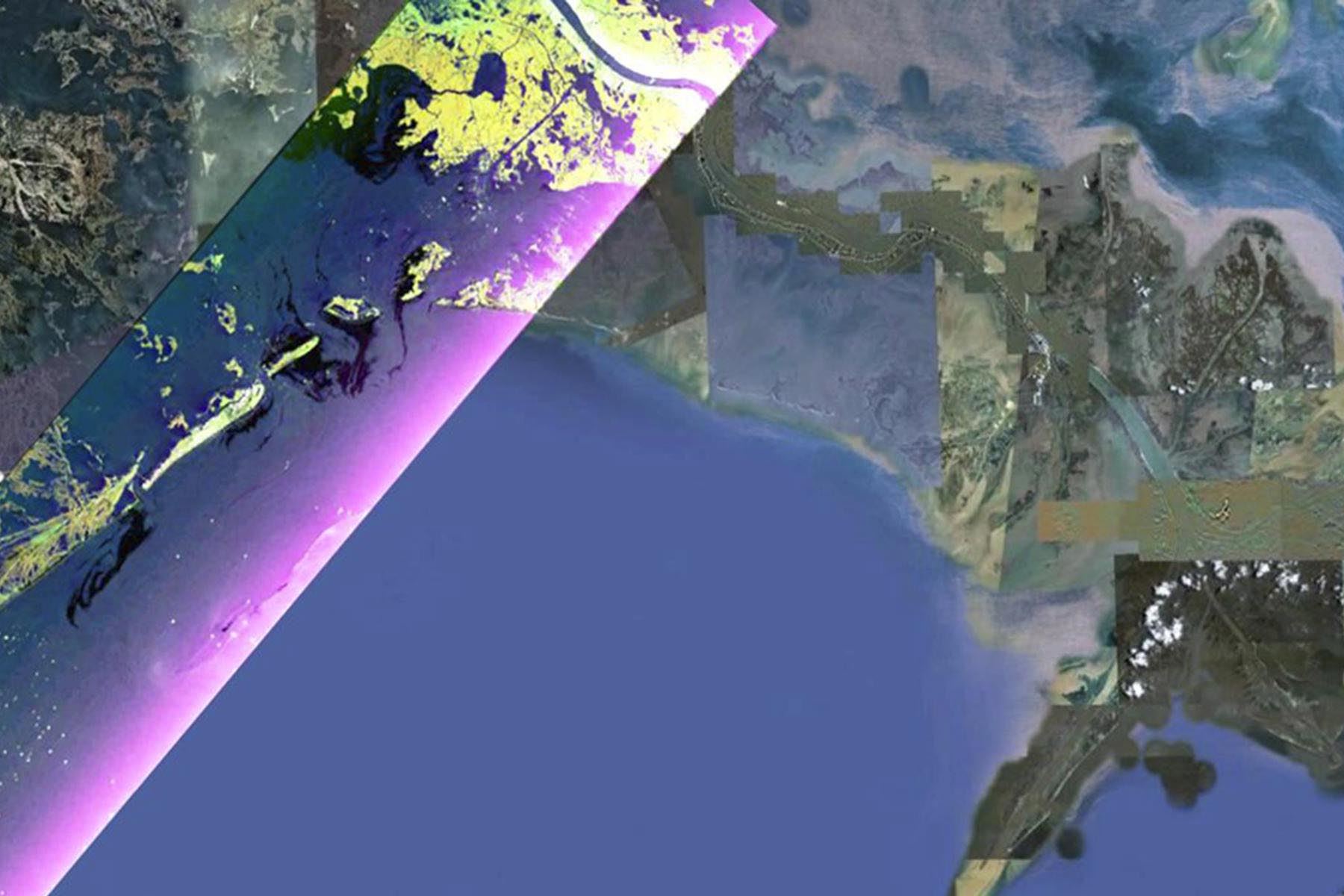 El Radar de Apertura Sintética para Vehículos Aéreos Deshabitados (UAVSAR) de la NASA sobrevoló el Golfo de México para obtener imágenes del derrame de petróleo de Deepwater Horizon el 22 y 23 de junio de 2010. Foto: NASA