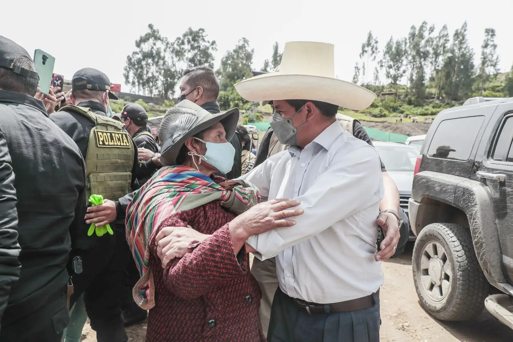 Presidente de la República, Pedro Castillo, visita la región Áncash para participar en la colocación de la primera piedra del Nuevo Hospital de Huari. Foto: ANDINA/Prensa Presidencia