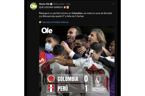 Así informa la prensa internacional el triunfo de Perú ante Colombia