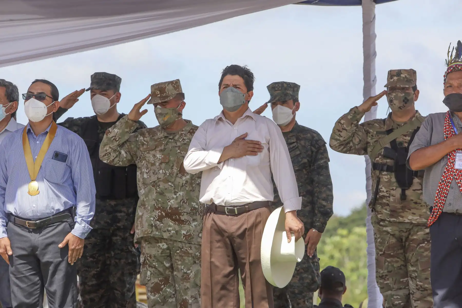 El presidente de la República, Pedro Castillo, sostuvo un encuentro con la población de Caballococha, en la región Loreto. Foto: ANDINA/Prensa Presidencia