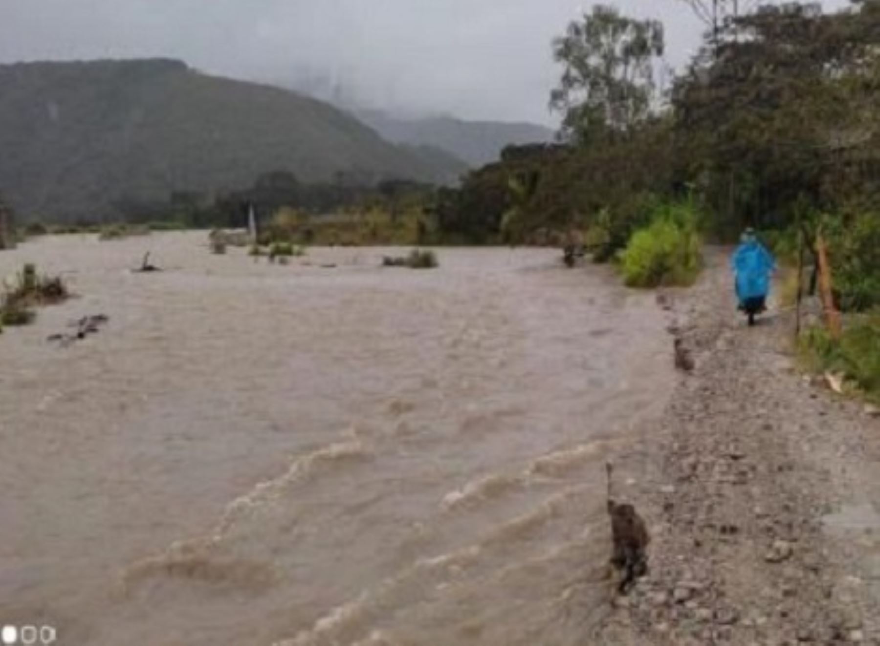 El desborde del río Camarón causó daños en local comunal y camino vecinal en distrito de Alto Inambari, región Puno. ANDINA/Difusión