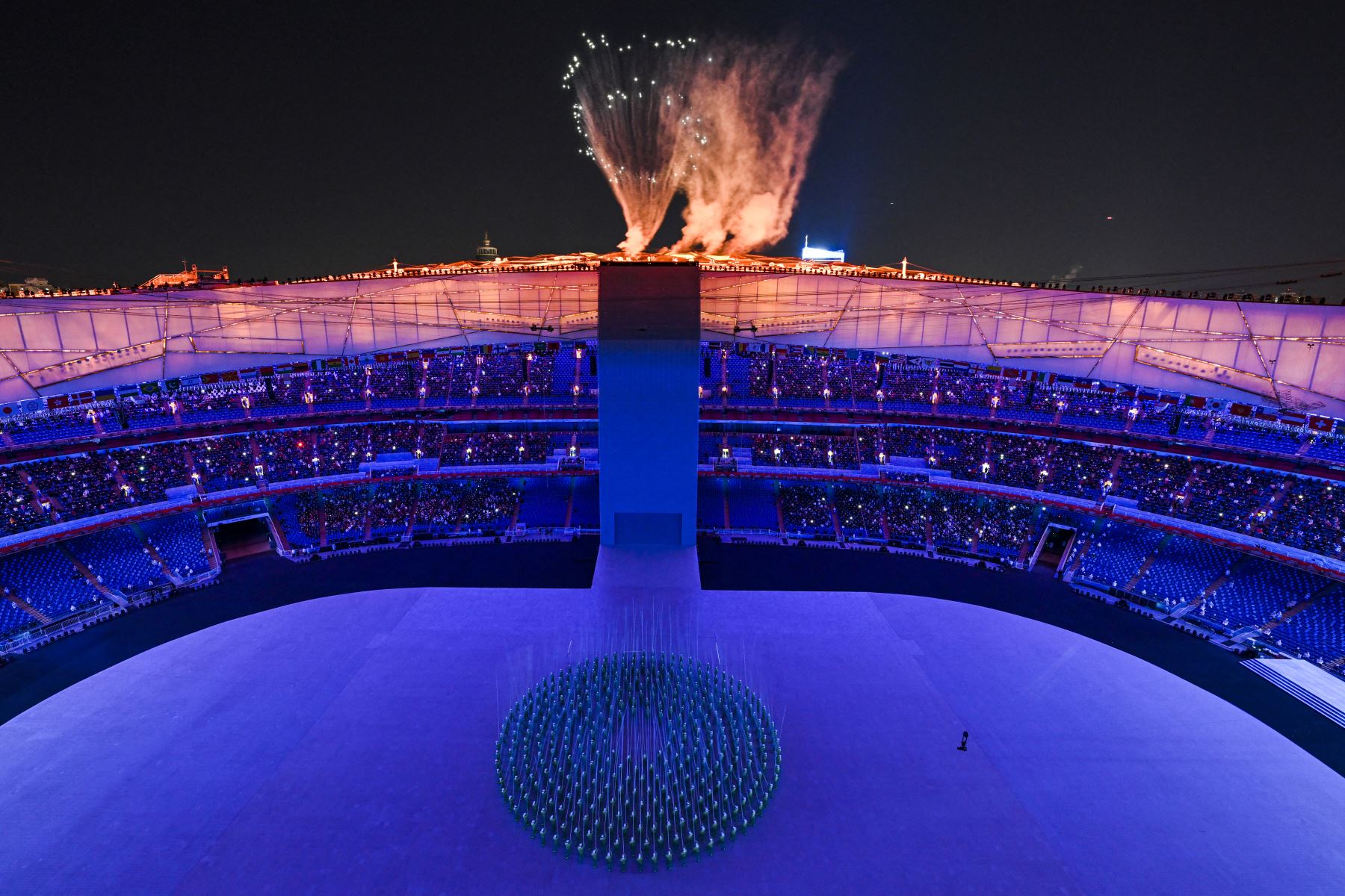 Ceremonia de apertura de los Juegos Olímpicos de Invierno de Beijing 2022, en el Estadio Nacional, conocido como Nido de Pájaro, en Beijing. Foto: AFP