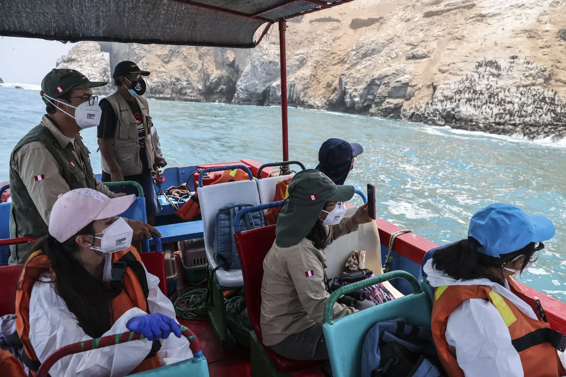 Funcionarios del Servicio Nacional de Áreas Naturales Protegidas por el Estado (Sernanp) rescatan, censan y monitorean a los animales afectados desde la bahía de Ancón hasta la Zona Reservada de Ancón y la Reserva Nacional Sistema de Islas, Islotes y Puntas Guaneras, dos de las áreas protegidas afectadas por el derrame. 
Foto: ANDINA/Andrés Valle