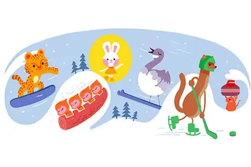 "Los animales que aparecen en el doodle se han reunido de todo el mundo bajo el cielo invernal para mantener la calma y congelar a sus oponentes", describe Google. (Foto: Captura)