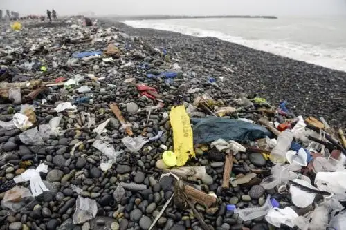 Muchos de los desechos plásticos terminan en las playas y en el mar. Foto: AFP.