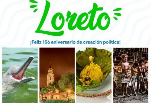 Loreto celebra su 156 aniversario de creación política y es el departamento más extenso del Perú. En su vasto territorio amazónico alberga lugares de maravillosa belleza paisajística, ingentes recursos naturales, extraordinaria biodiversidad, pueblos indígenas con una gran riqueza cultural ancestral, suculenta gastronomía y atractivos turísticos que cautivan a los visitantes y motivan a retornar a este encantador destino más de una vez.