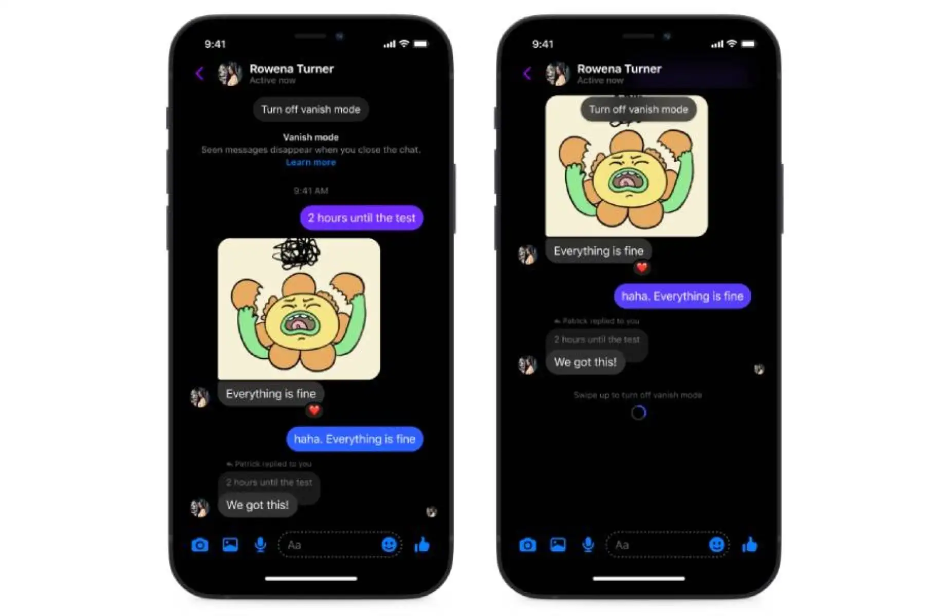 La aplicación de mensajería permitirá a sus usuarios activar los mensajes efímeros deslizando hacia arriba en un chat abierto. Foto: Meta