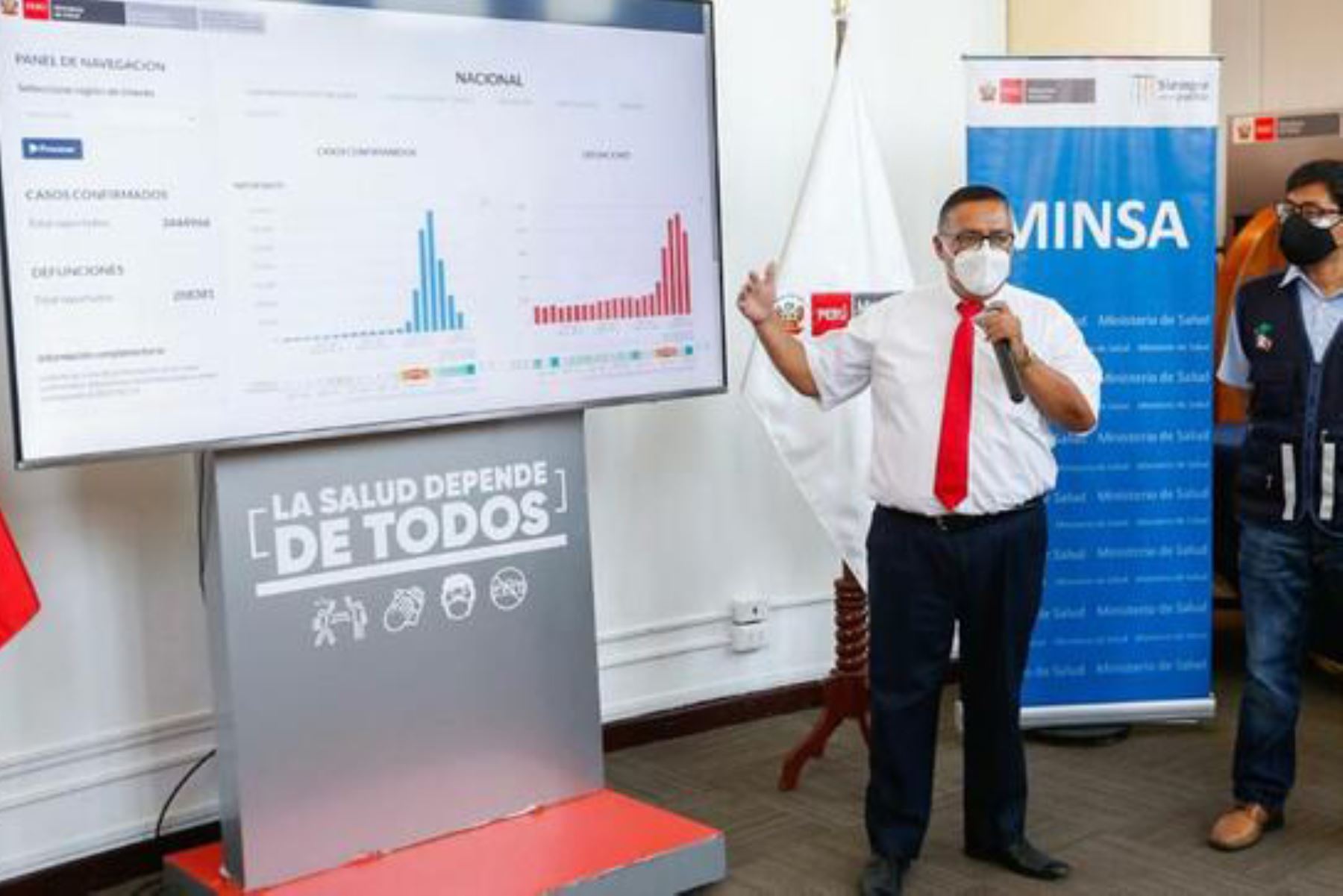 Ministro de Salud, Hernán Condori señala descenso de la tercera ola de la covid-19. Foto: ANDINA/Difusión